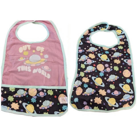 Adult Out of This World Space Double Sided Bib with Pocket
