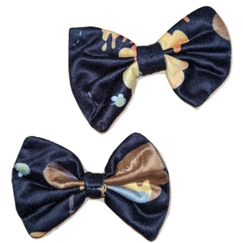 Hunny Bunny Black Fabric Hair Bow 2pc Set