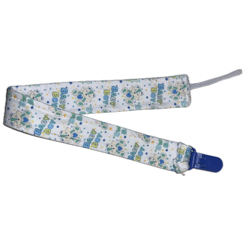 Baby Boy Bear Fabric Pacifier Clips