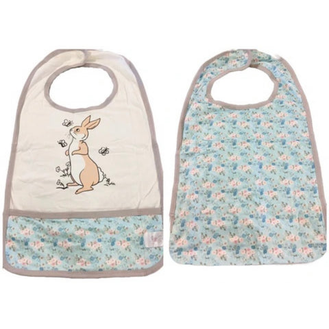 Adult Blue Lil Bunny Double Sided Bib with Pocket