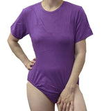 Plain Dark Purple Cotton Short Sleeve Bodysuit