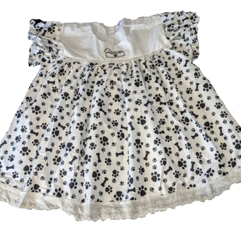 BabyDoll Dress Embroidered  Puppy Prints & Bones DISCONTINUED