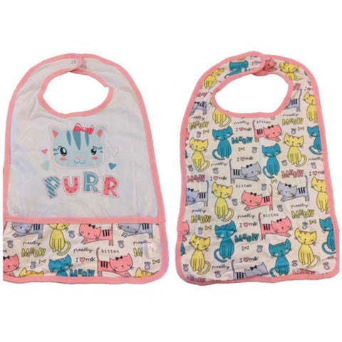 Adult Kitty Purr Double Sided Bib with Pocket