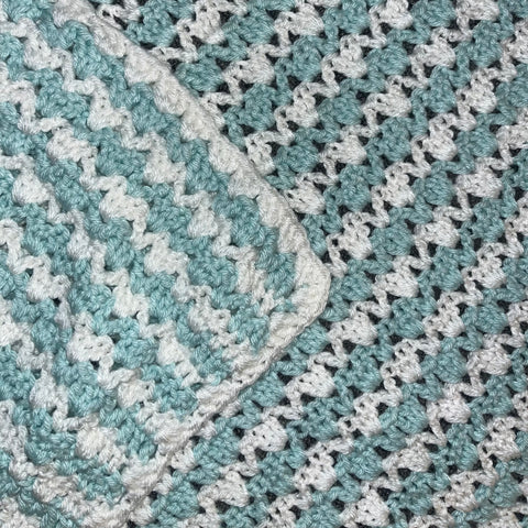 Knitted Blanket Blue/White