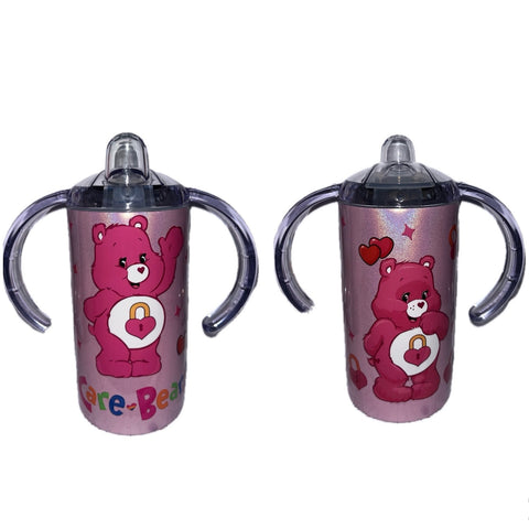 Pink Bear 12oz Stainless Steel Sippy Cup With Handle