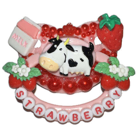 Strawberry Cow Deluxe Custom Pacifier