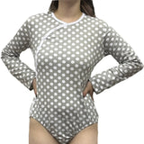 Side Snap Bodysuit Grey White Dots Cotton Size 2X Only