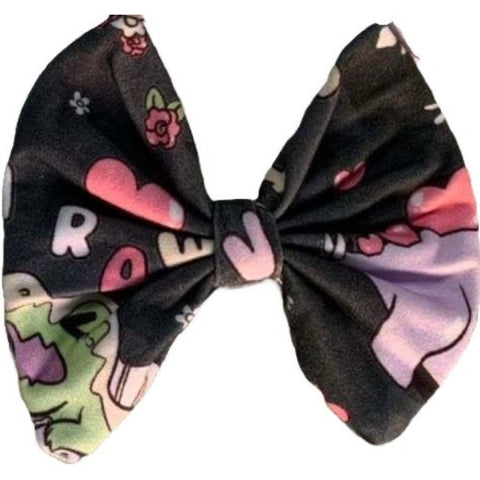 Love Dinosaur Black Fabric Hair Bow *