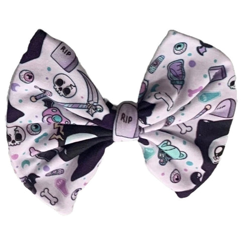 Lil Death Fabric Hair Bow ^