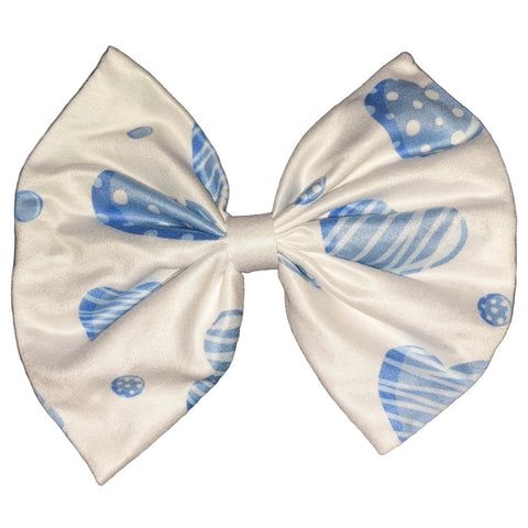 Lil Heart Breaker Blue Fabric Hair Bow *