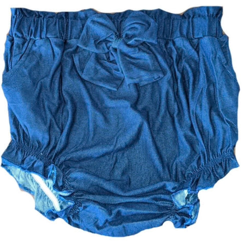 Blue Lightweight Denim Bloomers Shorts with Pockets ^