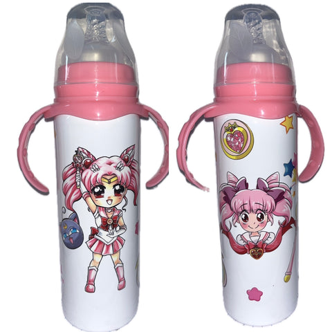Anime Girl 8oz Stainless Steel Bottle With Handle