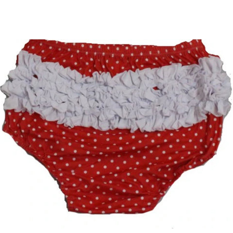 White Red Polka Dots Ruffles Bloomers XXS XS Only ^