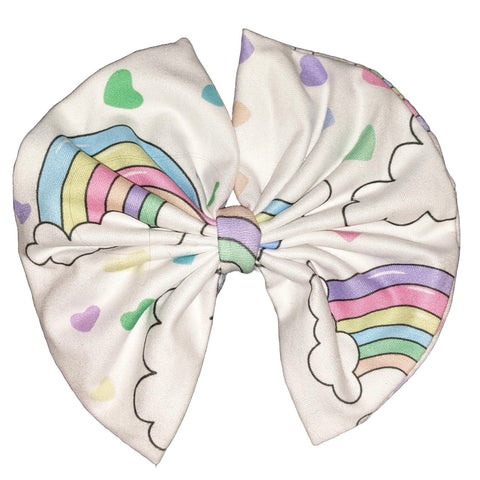 Pastel Dreamland Rainbows Fabric Hair Bow *