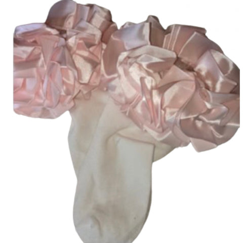 Ruffle Satin Ribbon Socks Light Pink