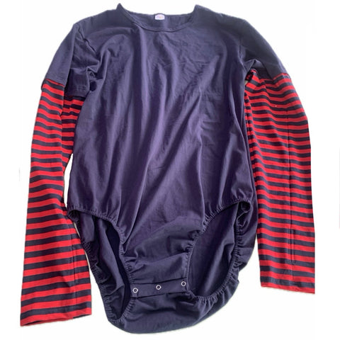 Layered Red & Blue Bodysuit Long Sleeve