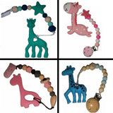 Giraffe Silicone Teether Chewing Toy Pacifier Clip VARIETY