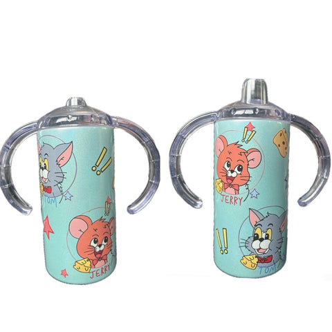 Cat and Mouse 12oz Stainless Steel Sippy Cup With Handle