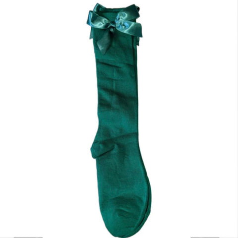 Ribbon Bow Socks Green with Green Bows