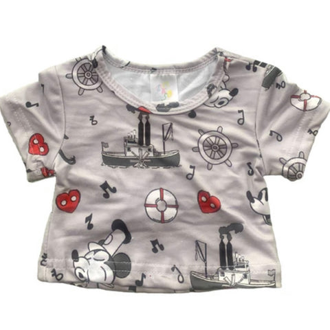 Steamboat Willie Mouse Grey Stuffie Shirt