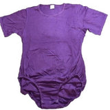 Plain Dark Purple Cotton Short Sleeve Bodysuit