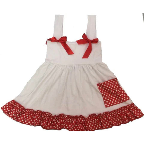 Ruffle Dress White Red Polka Dots