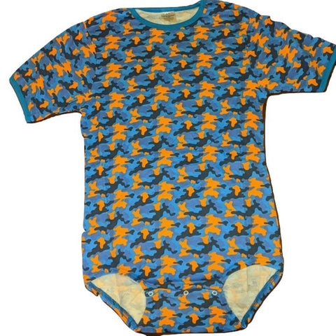 Squishyabdl cotton Blue and Orange Camouflage pattern Bodysuit (Special Size chart)