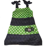 Spider Black & Green Dots Tie Strap Dress Tiered Dress