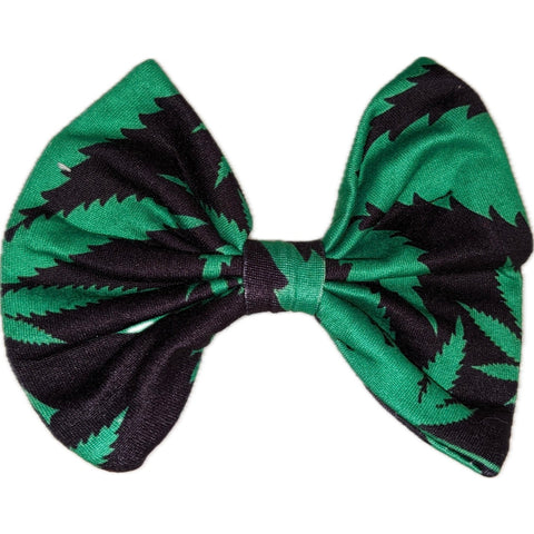 Cannabis Leafs Fabric Hair Bow