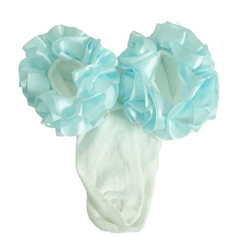 Ruffle Satin Ribbon Socks Light Blue