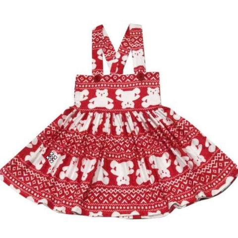 Red & White Bear Jumper Skirt Dress