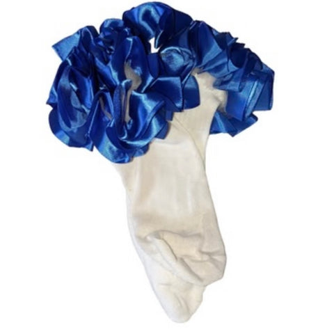 Ruffle Satin Ribbon Socks Dark Blue