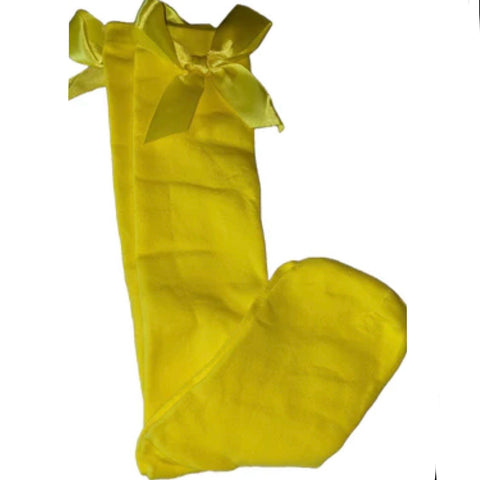 Ribbon Bow Socks Yellow with Yellow Bow