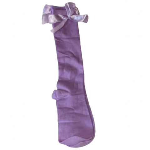 Ribbon Bow Socks Purple with Purple Bows