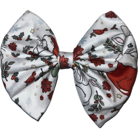 Holiday Bunny Fabric Hair Bow