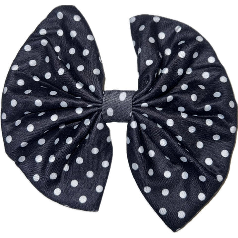 Black White Dots Fabric Hair Bow