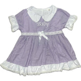 Purple & White Embroidered Baby Doll Dress