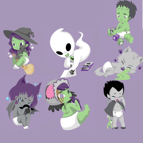 Vinyl Stickers Tiny Terrors All 7