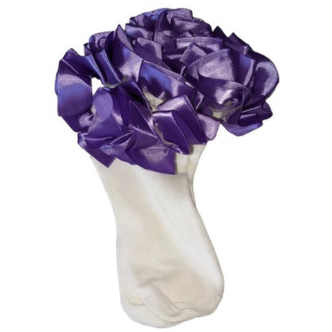 Ruffle Satin Ribbon Socks Dark Purple