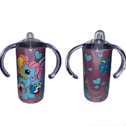 Blue Pony 12oz Stainless Steel Sippy Cup With Handle