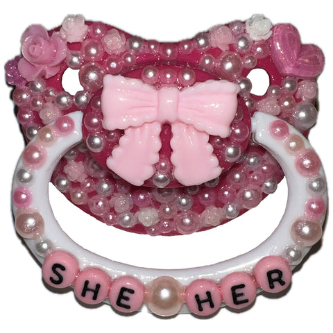 Pink She/Her Deluxe Custom Pacifier