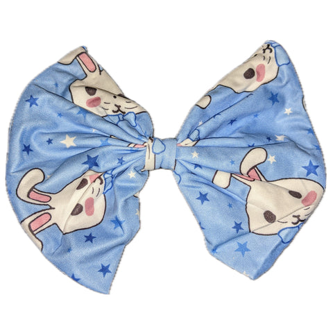 Blue Baby Bunny Fabric Hair Bow ^