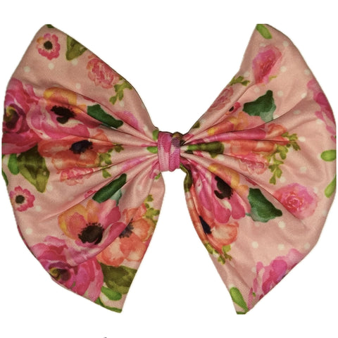 Flowers Fabric Hair Bow ^