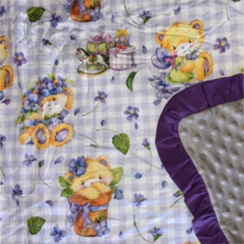 Lilac Spring Bears Snuggle Blanket Very Soft Medium