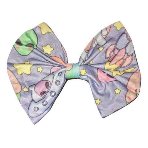 Pastel Aliens Fabric Hair Bow