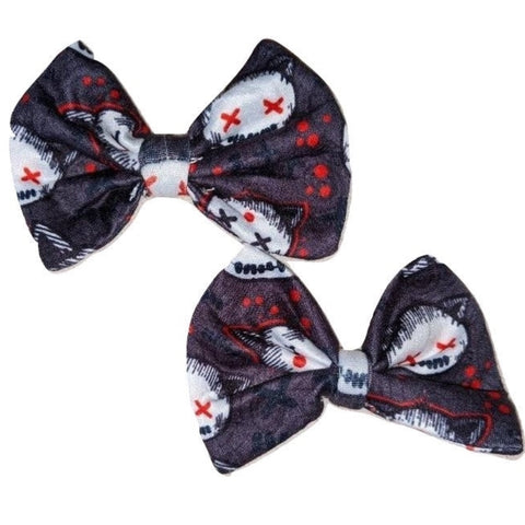 Goth Kitty Fabric Hair Bow 2pc Set