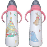 Happy Holidays Christmas Little Bear 8oz Stainless Steel Bottle