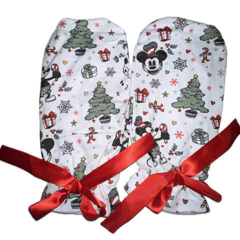 Steamboat Willie Mouse Holiday White Adult Mittens