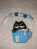 Kitty Cat Silicone Teether Chewing Toy Pacifier Clip