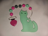 Kitty Cat Silicone Teether Chewing Toy Pacifier Clip